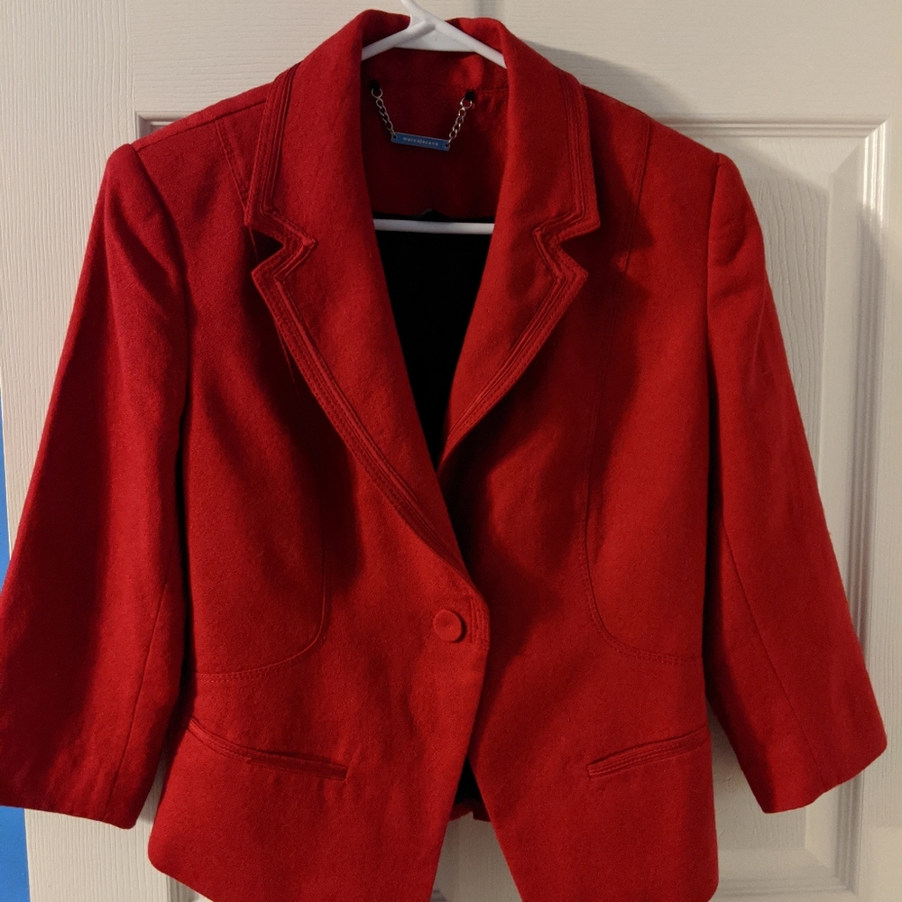 Whbm red peplum blazer